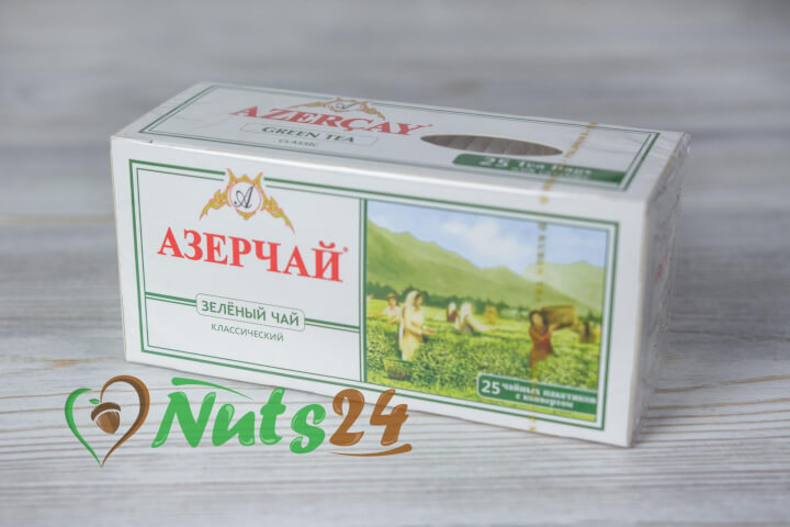 Чай Азерчай зелёный аромат. с лепестками роз  25 пак.